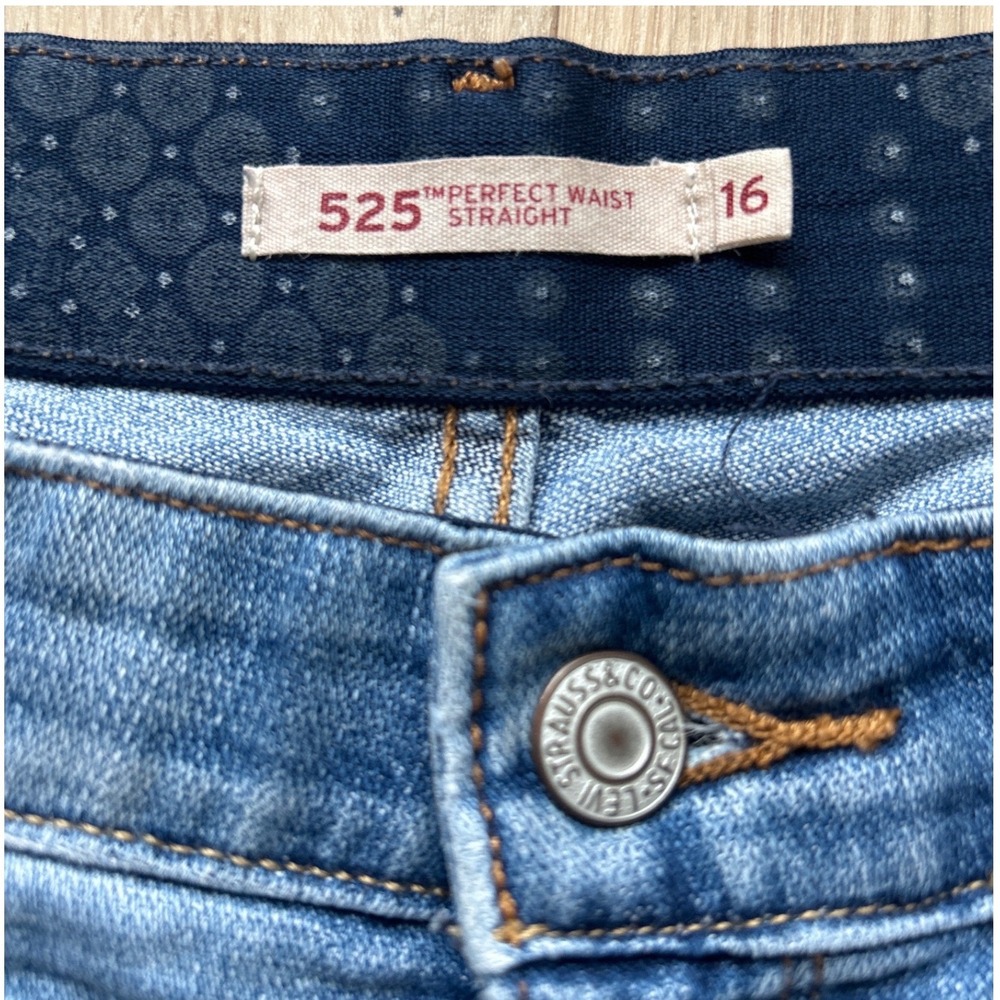 Levi's 525 Perfect Waist Straight Jeans Women's 16 Blue Medium Wash Denim Mature - Picture 6 of 10
